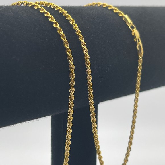 Other - Solid 14K Gold Diamond Cut Rope Chain Necklace 24 inch,2.5 mm